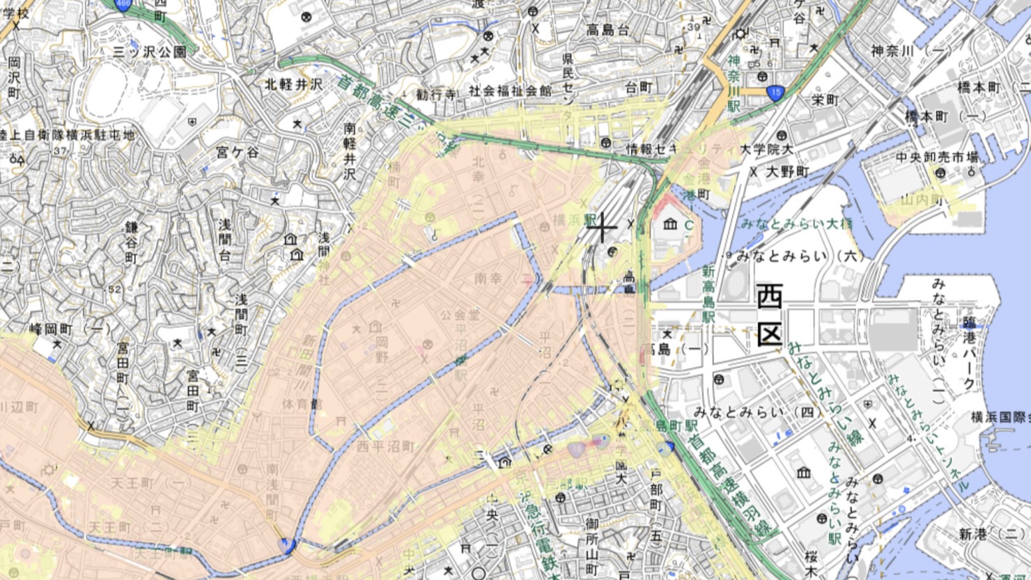 横浜駅周辺のハザードマップ