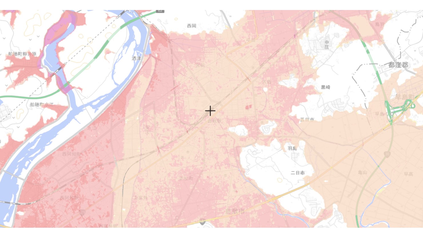 倉敷駅周辺のハザードマップ