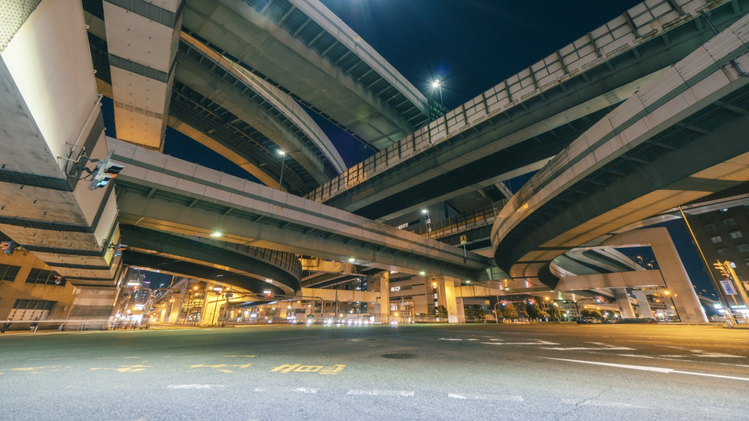 夜の阿波座ジャンクション