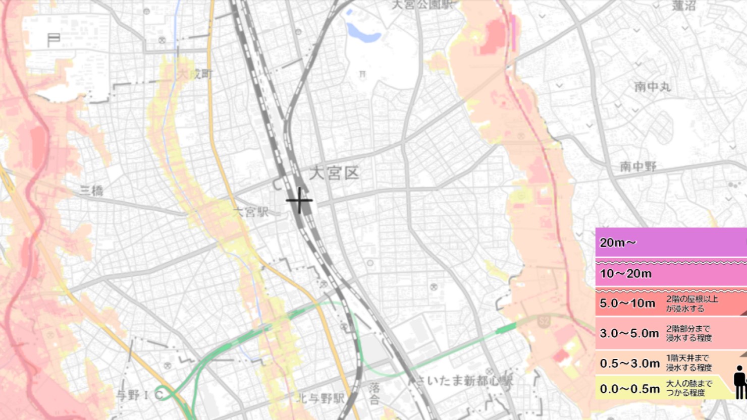 大宮駅周辺のハザードマップ