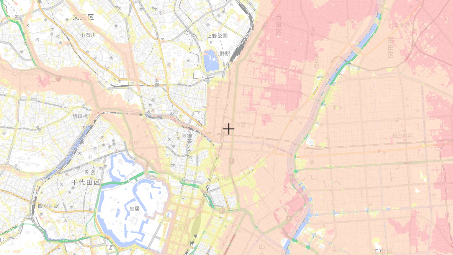 秋葉原駅周辺のハザードマップ