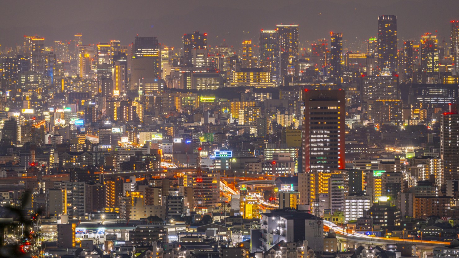 額田山展望台から大阪市街を望む