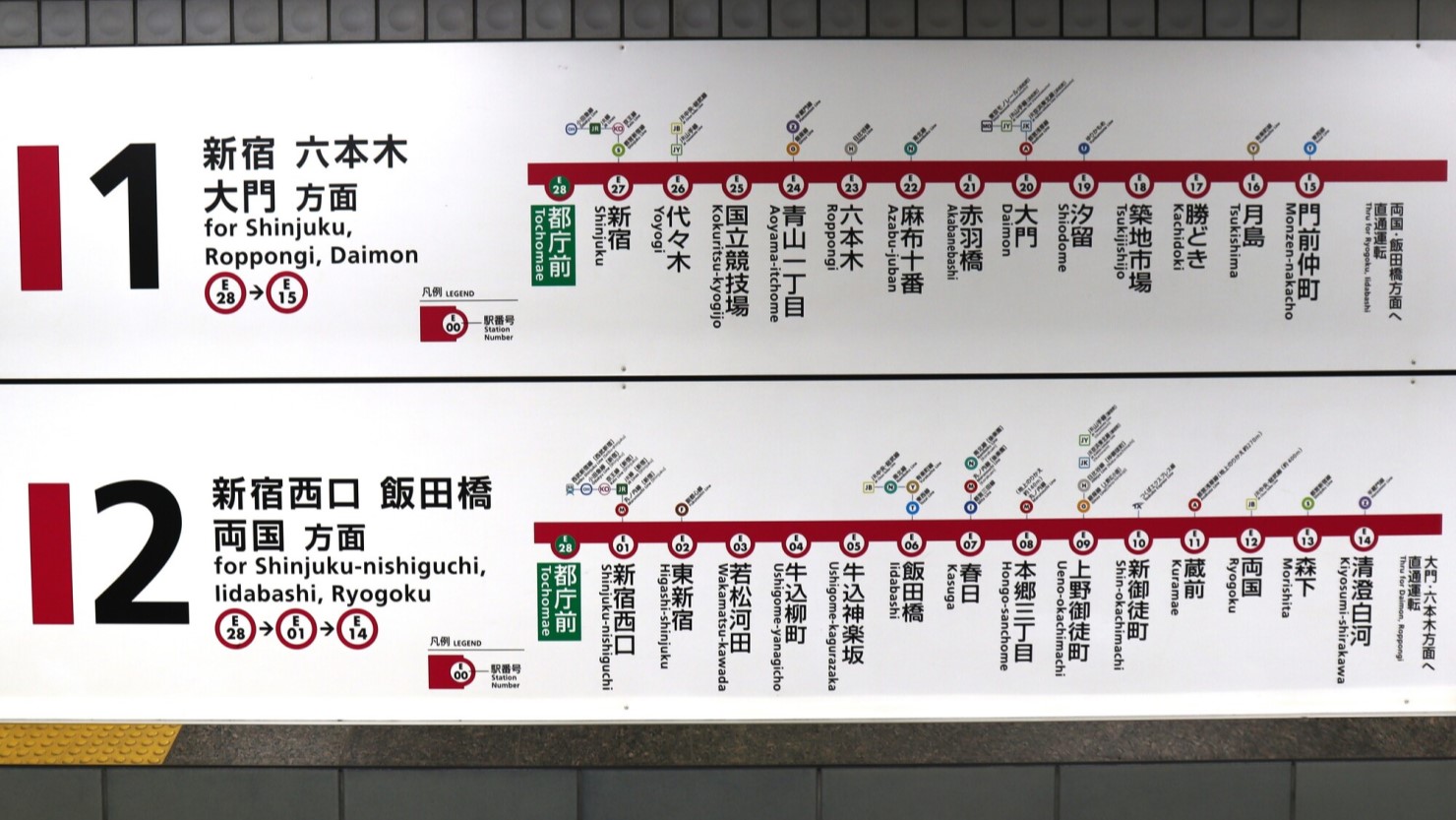 都営地下鉄大江戸線の路線図