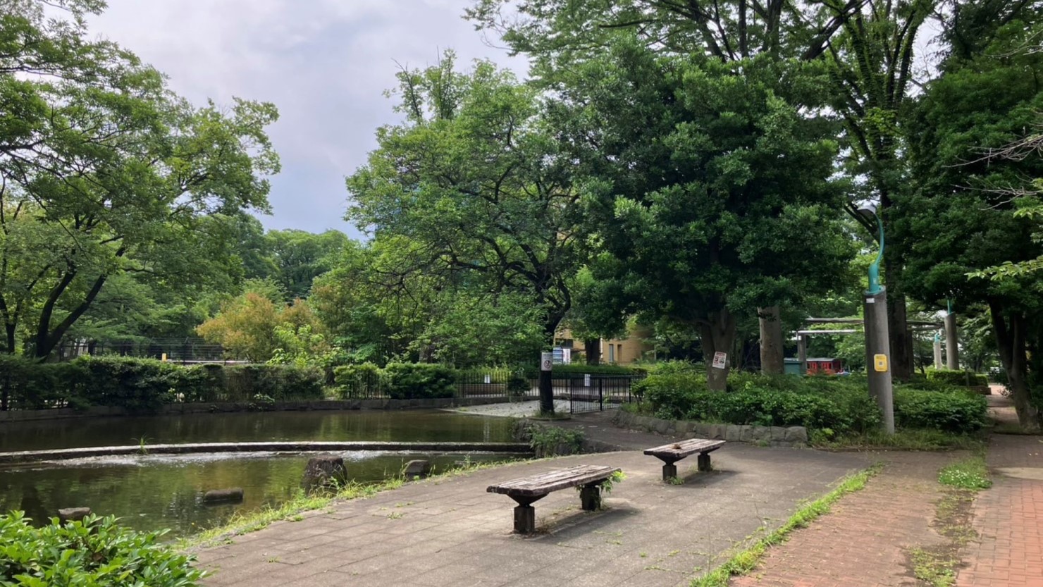 栗山公園のベンチ