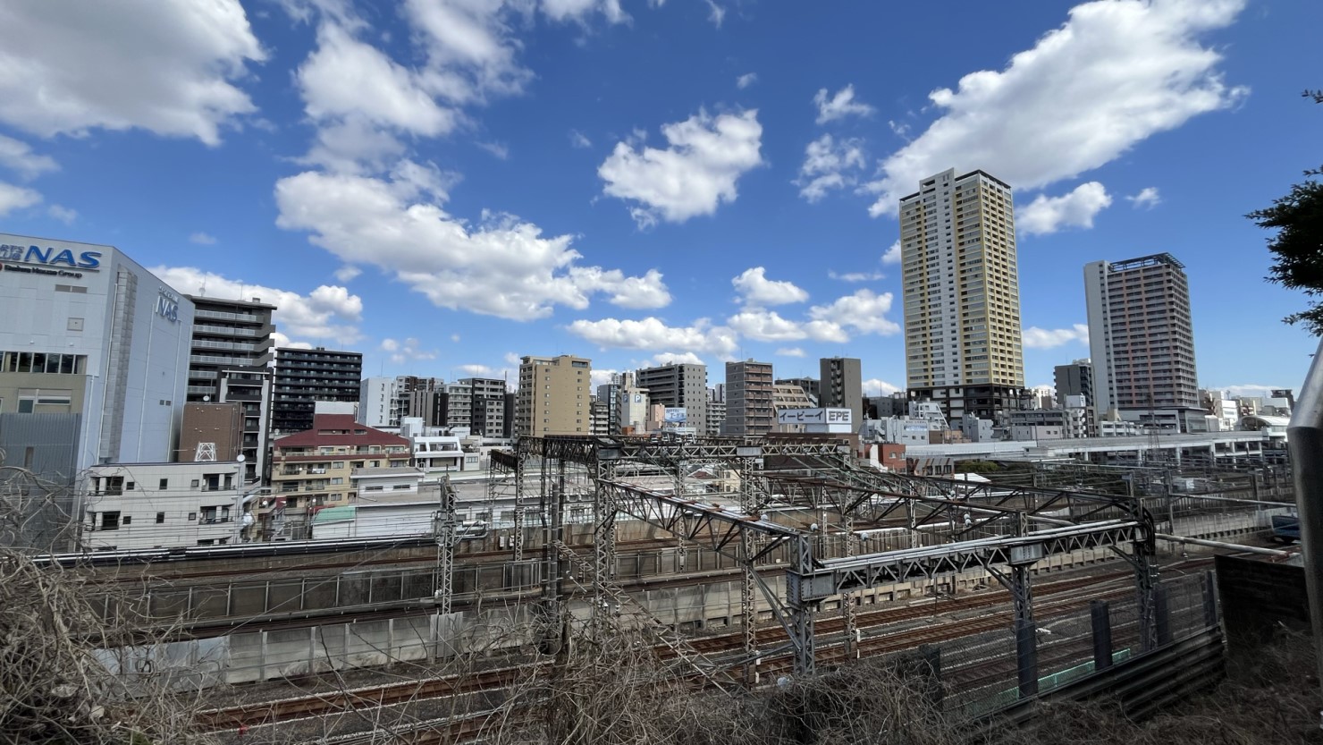 諏訪台から日暮里駅方面を望む (2025年3月中旬撮影)