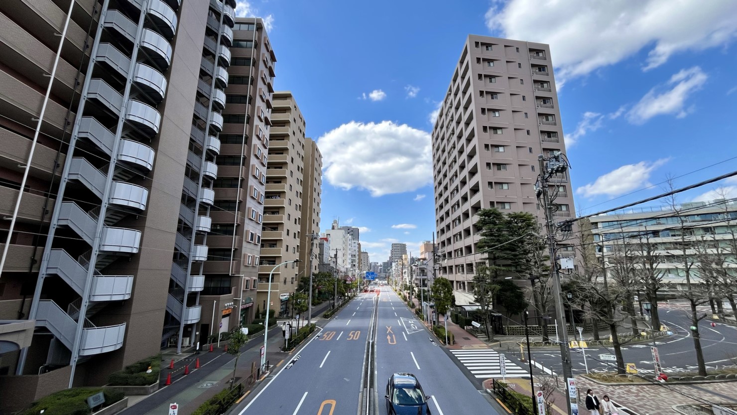 都道306号王子千住夢の島線。区役所前から北区方面(2025年3月下旬撮影)