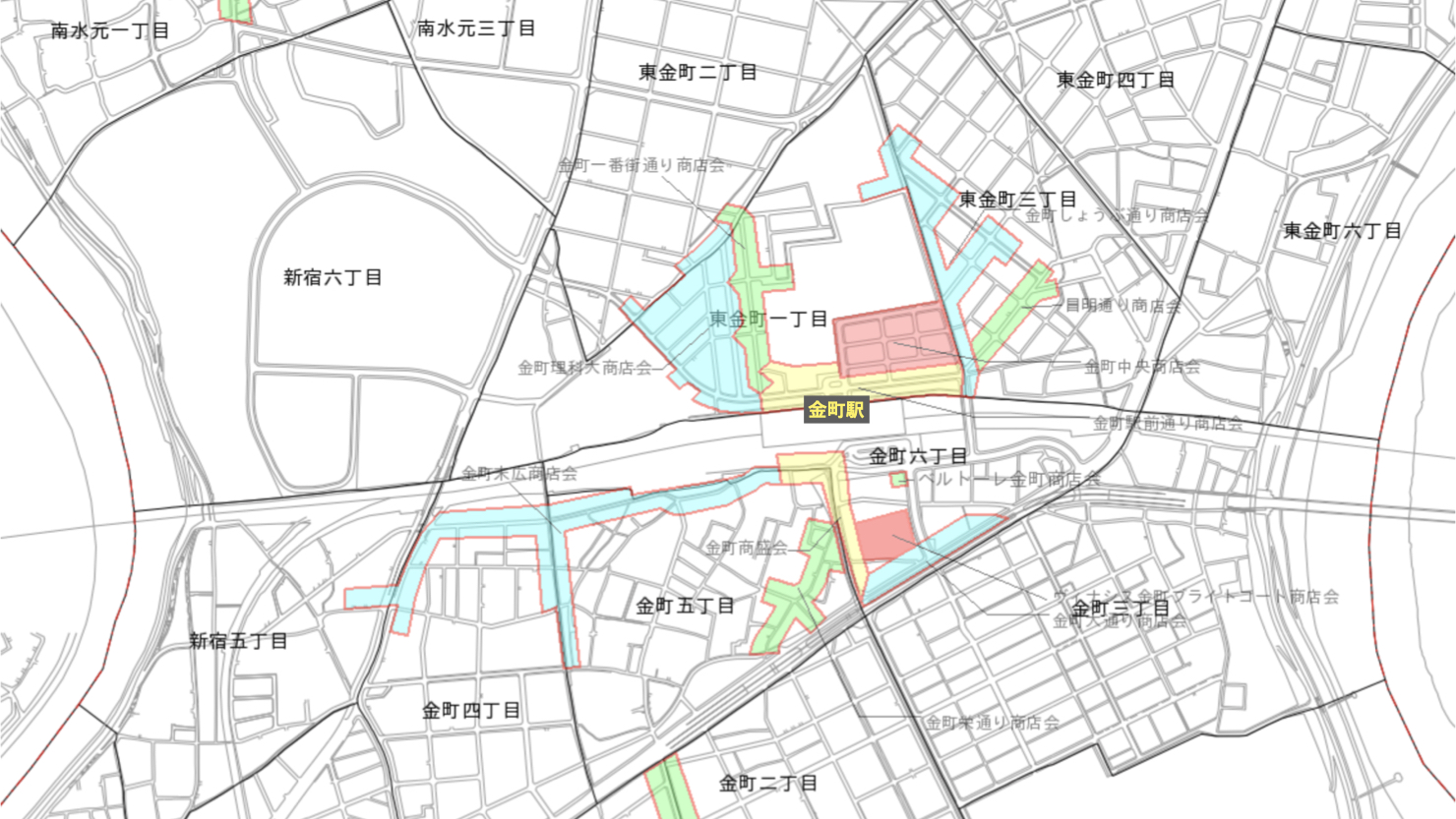 金町駅周辺の商店街マップ 　※葛飾区「かつしか電子まっぷ」（2025年4月25日時点）