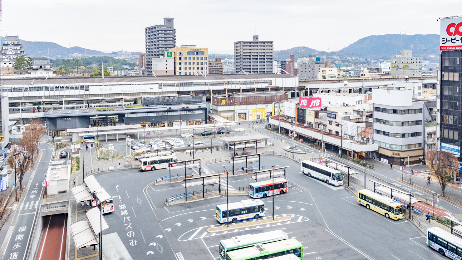 福山駅前ロータリー周辺の様子