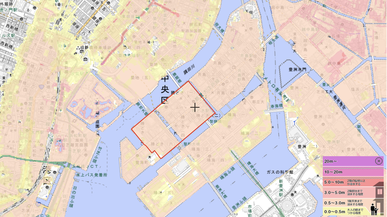 高潮浸水想定　※出典：「ハザードマップポータルサイト」を一部加工 https://disaportal.gsi.go.jp/index.html