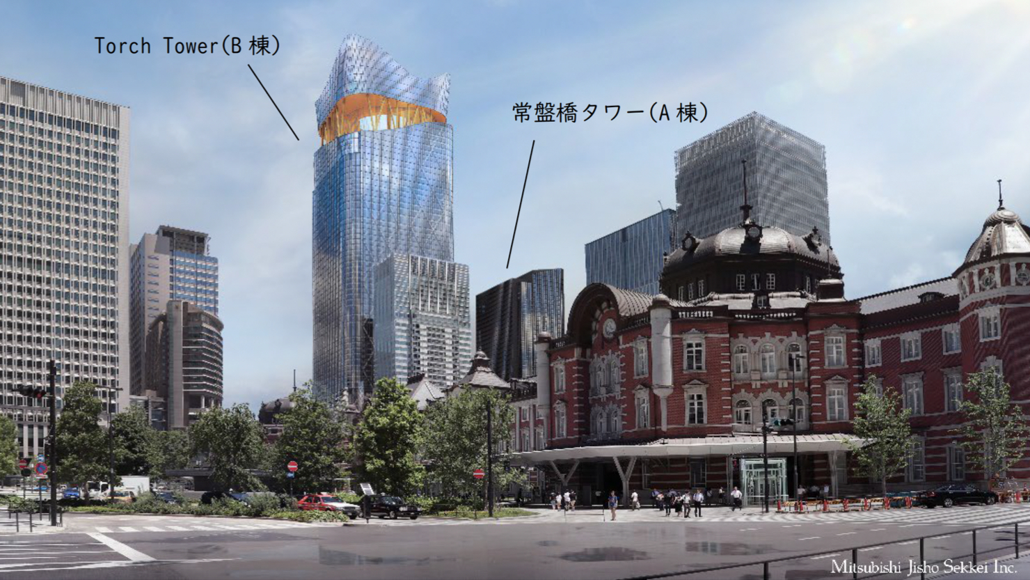 TOKYO TORCH 全体開業時外観イメージ　※出典： 三菱地所株式会社『東京駅前常盤橋プロジェクトの街区名称を「TOKYO TORCH（トウキョウトーチ）」に決定』