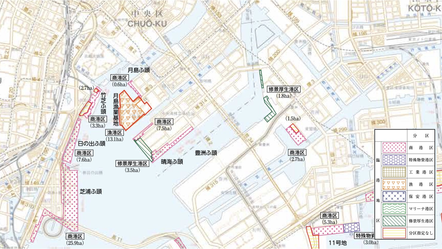 東京港臨港地区の抜粋　※出典：東京都港湾局
