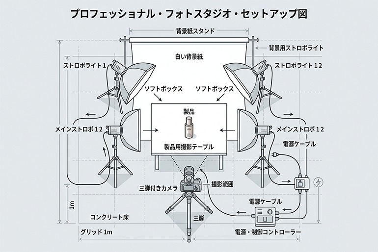 Step 1：完全な白背景（RGB 255）を作る2灯ライティング