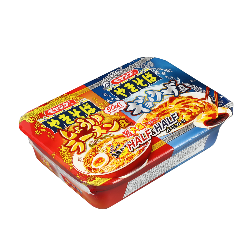 ペヤング50周年 醤油ラーメン風 ギョウザ風 ハーフ＆ハーフ
