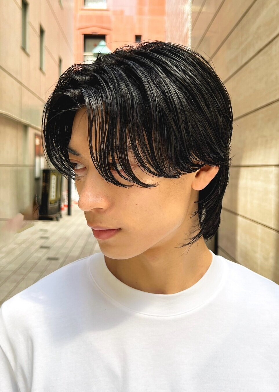 チェ・ ボムギュ（TOMORROW X TOGETHER）風　髪型　ヘアスタイル　センターパートウルフヘア　サイド