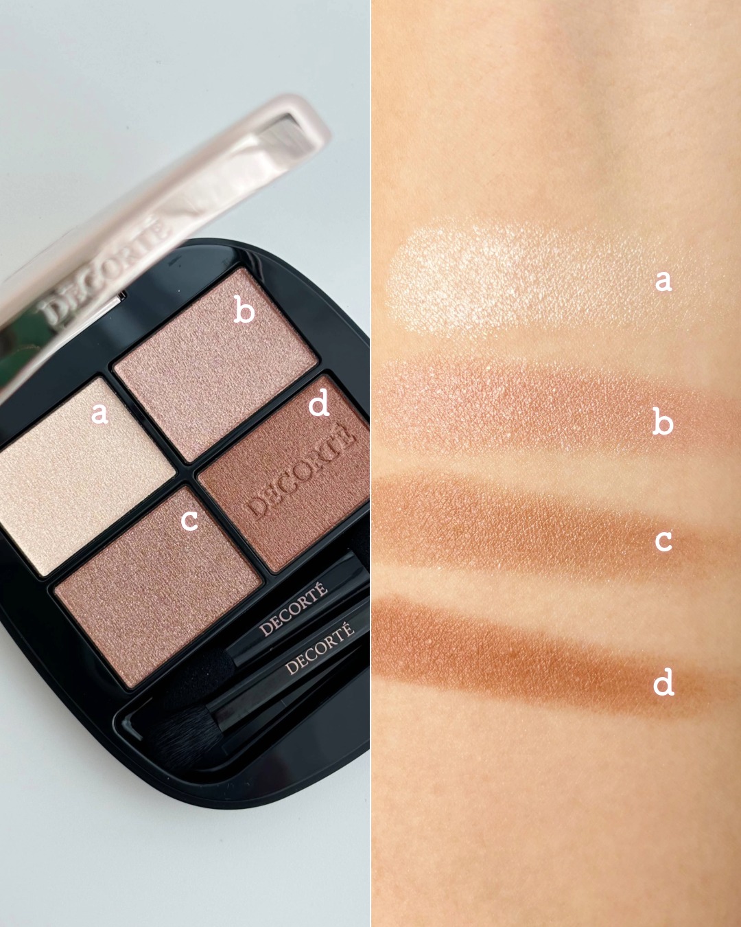 MAQUIAベストコスメ2025下半期 イエベ秋 コスメデコルテ スキンシャドウ デザイニング パレット 01のスウォッチ