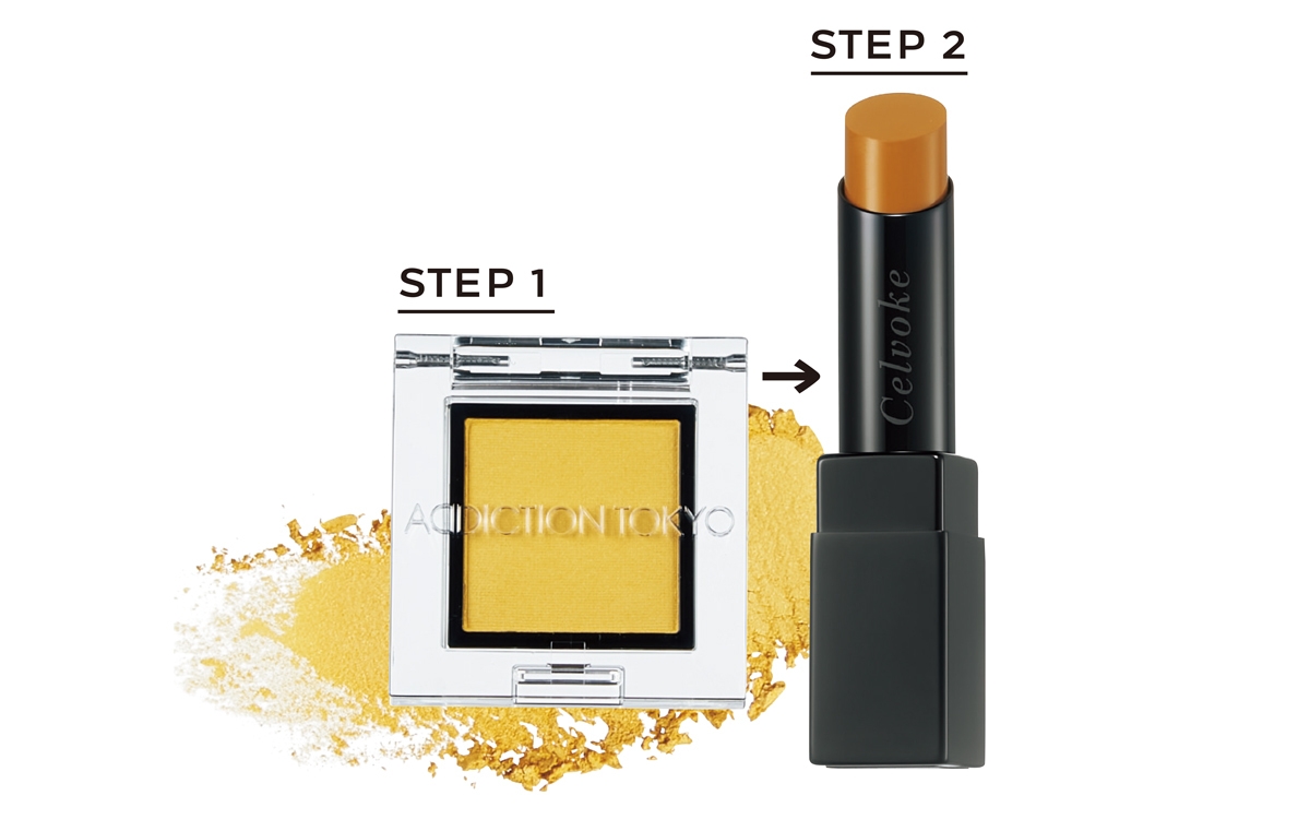 （左）ザ アイシャドウ マット 022M Citrine ￥2200／アディクション ビューティ　（右）リベレイティッド マット リップス 02 ￥3850／セルヴォーク