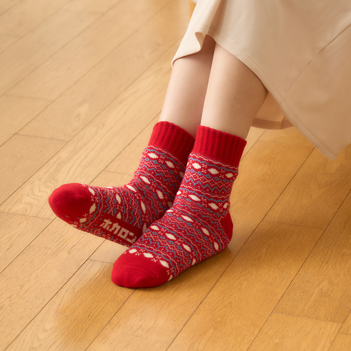2026冬 温活グッズ ホカロン 内側ボア 滑り止め付きルームソックス
