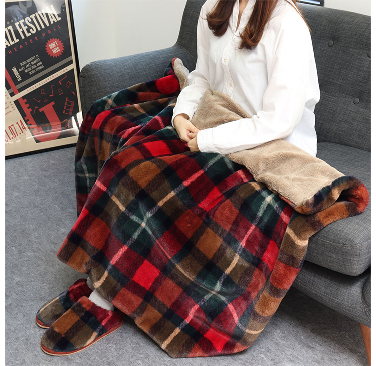 TAUKO チェックファー ブランケット