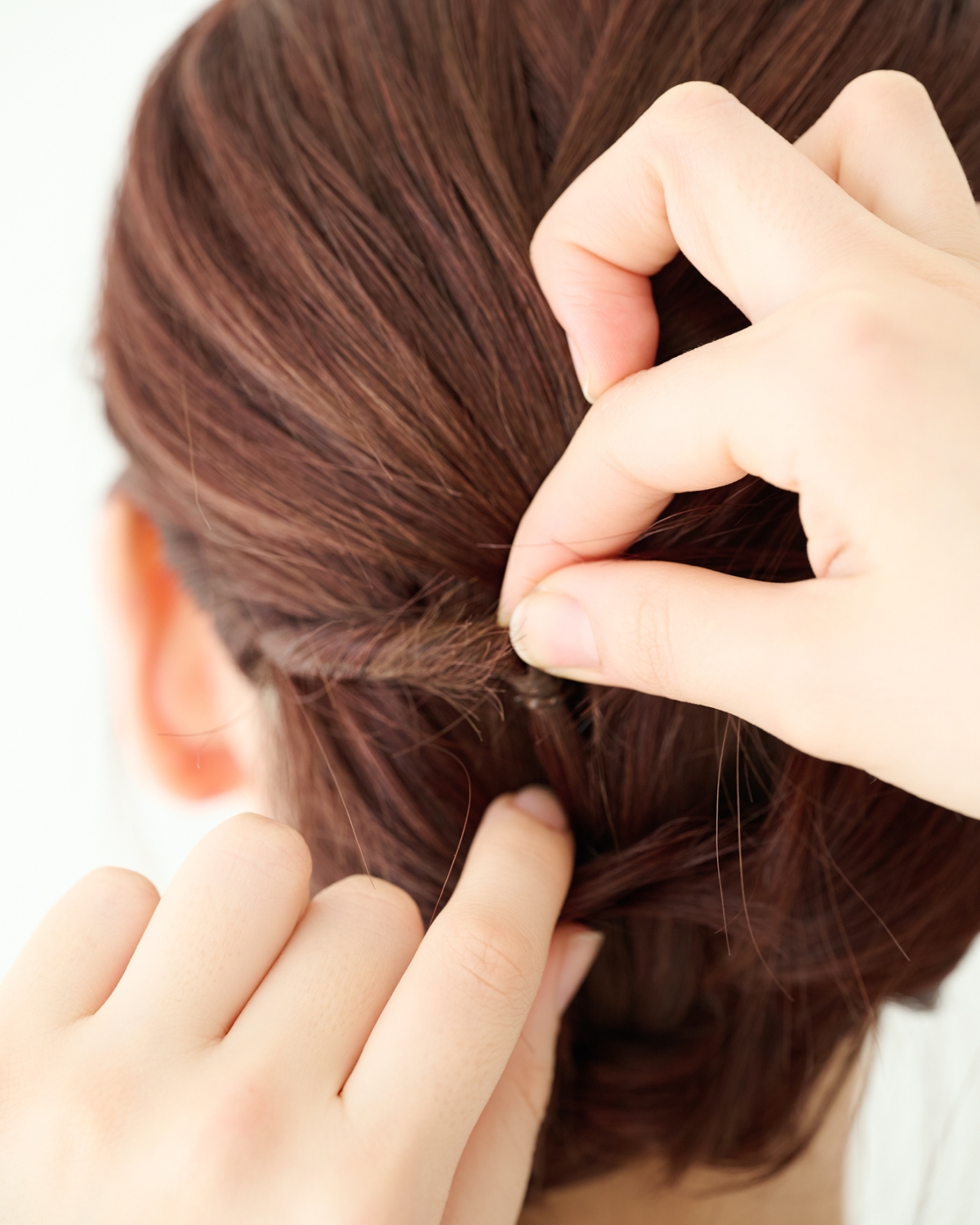 【ミディアム①着物】トップの三つ編みでふんわり♪ 短くてもできるアップ風ヘア　STEP５