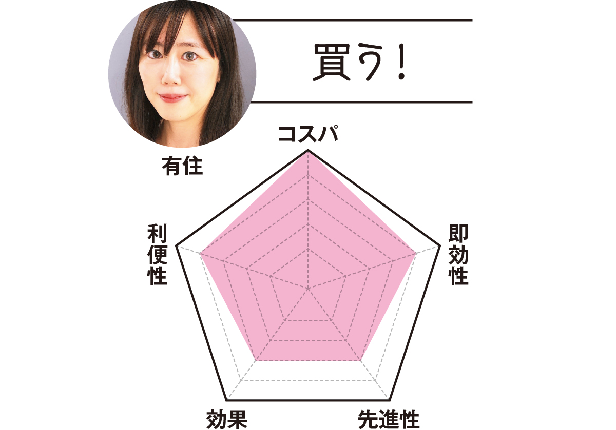 MAQUIAエディター 有住は…「買う！」　コスパ5　即効性4　先進性3　効果3　利便性4