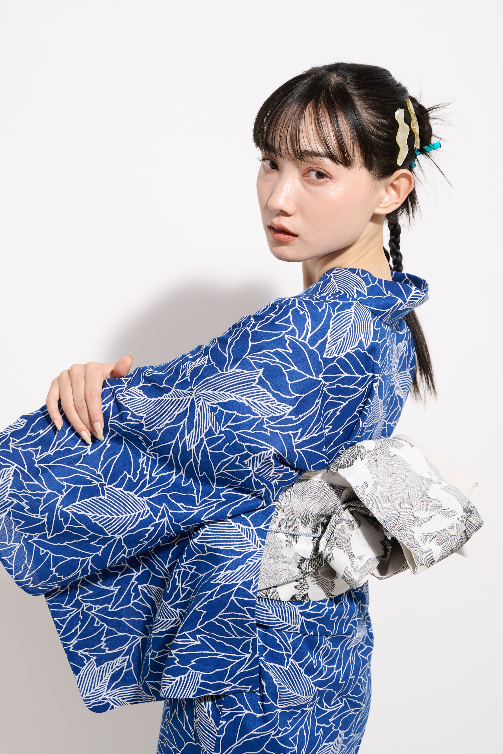 浴衣ヘアアレンジ ロング 編みおろし 