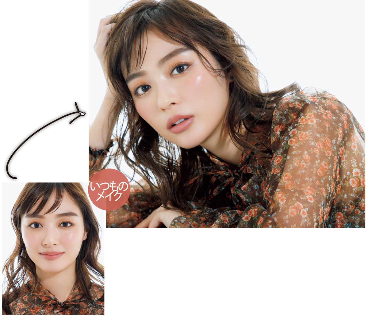 いつものメイクとベーシックカラー「+α」メイクの比較