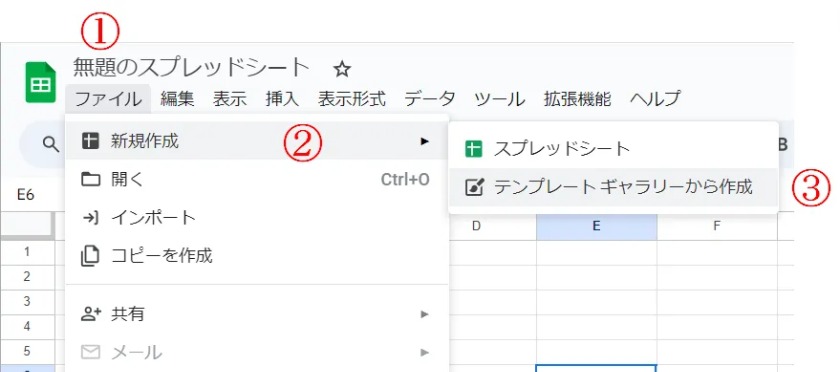 テンプレートギャラリーからの作成