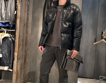 ブラウン×ジャガードTシャツ