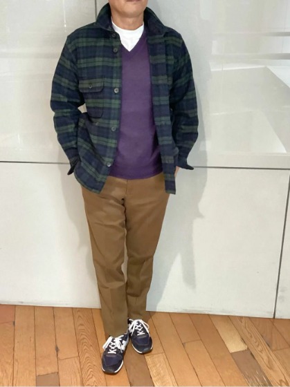 コーデ1：シャツジャケット×コットンパンツ