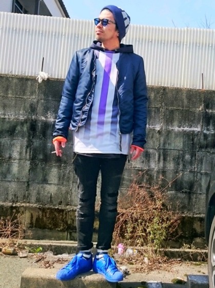 コーデ6：Ma-1ブルー×ホワイト