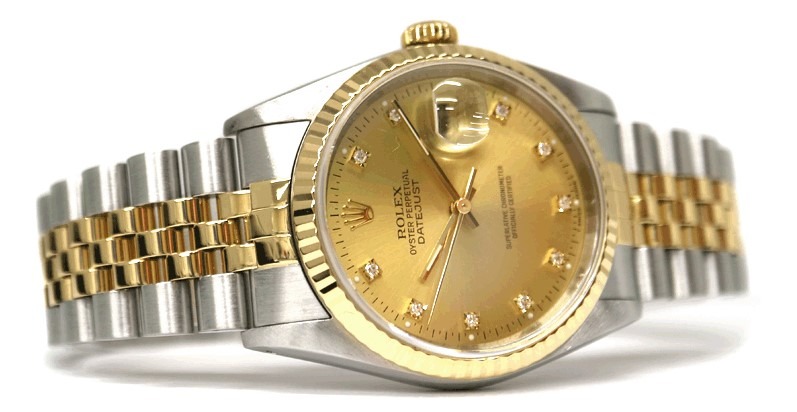 デイトジャスト16233×ゴールド文字盤の買取相場