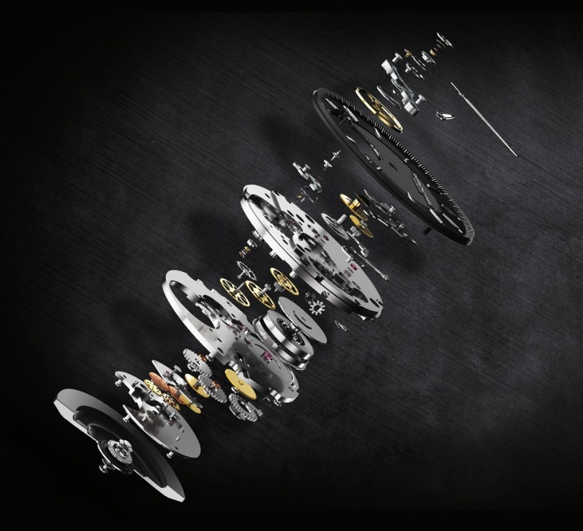 フランスの伝統色を採用したスケルトンムーブメント