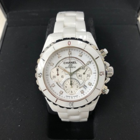 シャネル J12 H2009 白セラミック 9Pダイヤ クロノグラフ
