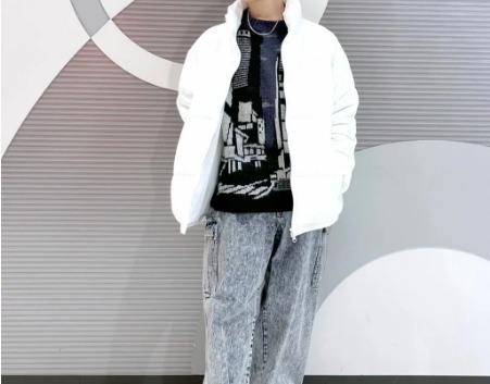 ホワイト×デニムカーゴパンツ