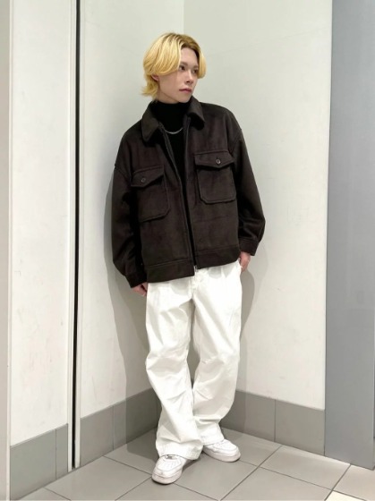 ブラウン×ホワイトパンツ