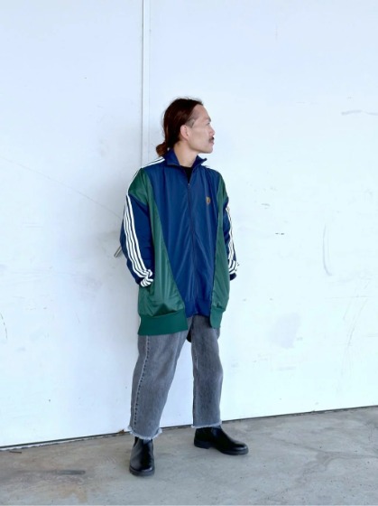 ブルー&グリーン×切りっぱなしデニム