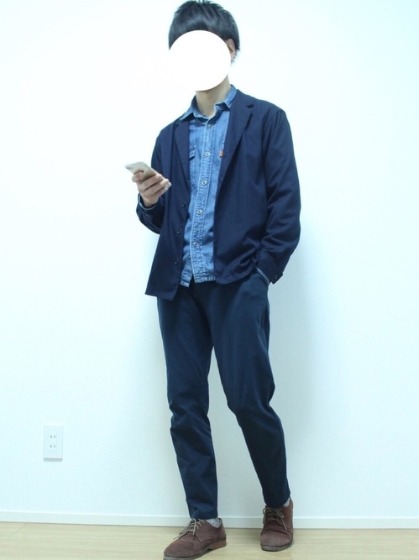 秋冬向け5：テーラードジャケット×デニムシャツ