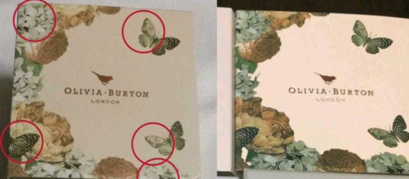 オリビアバートン偽物の見分け方①箱のデザインに違いあり