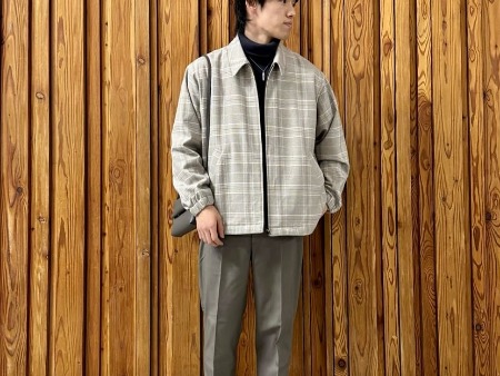 ホワイトチェック×革靴