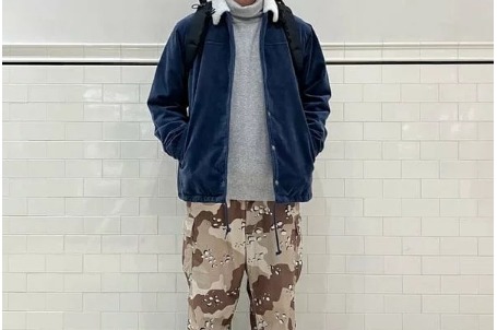 ブルー×迷彩パンツ