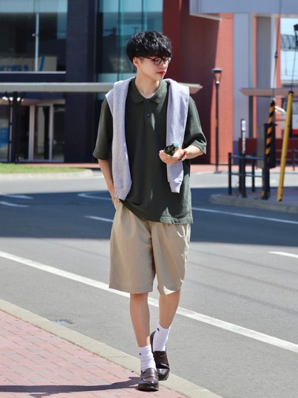 革靴（茶色）コーデ②green label relaxing ローファー