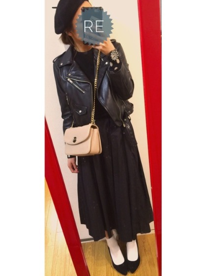 ③ルミノックス×ライダーズジャケットコーデ