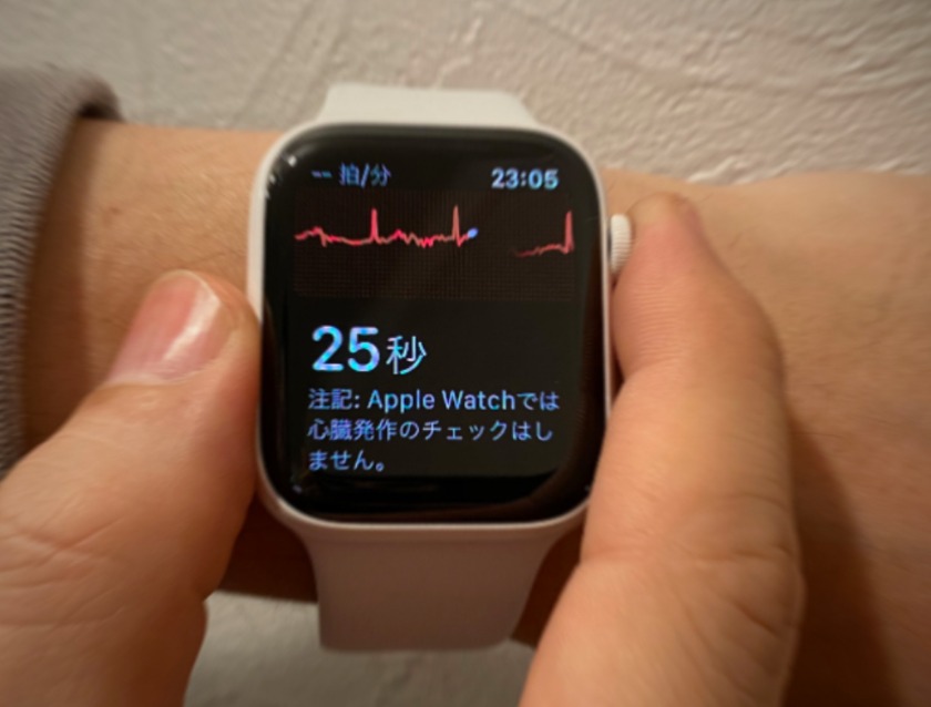 ②指をDigital Crownにあてる