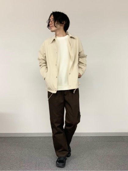 ホワイト×ブラウンワイドパンツ