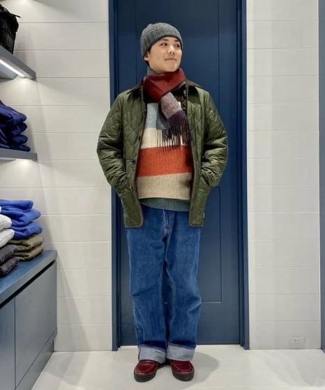 アースカラー重ね着コーデ