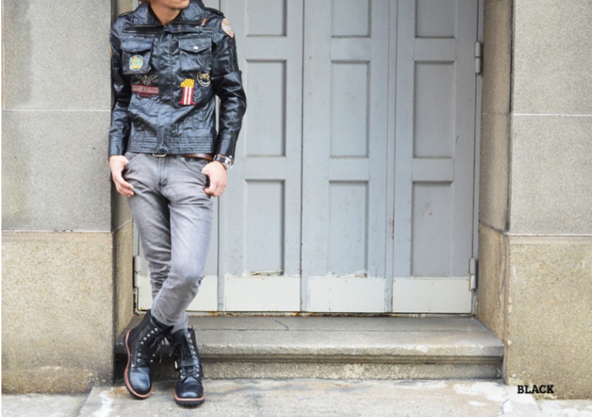 ①ライダース×エンジニアブーツ