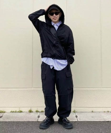 黒マウンテンパーカー春6