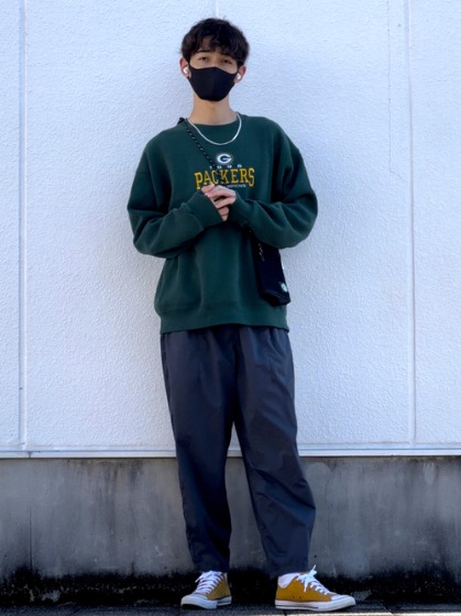 コーデ3：グリーントップス×イエロー