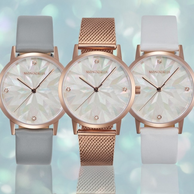 文字盤のキラキラ模様が可愛らしいデザイン