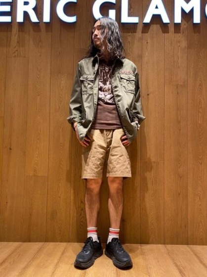 夏コーデ①ブラウン系×カーキジャケット